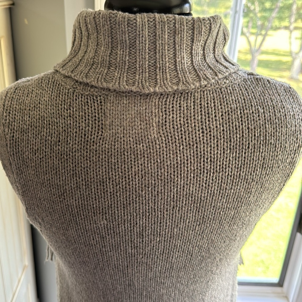 Anthropologie Nomad Morgan Carper Gray Vesper Fringe Turtleneck Knit TunicDress - Picture 8 of 12